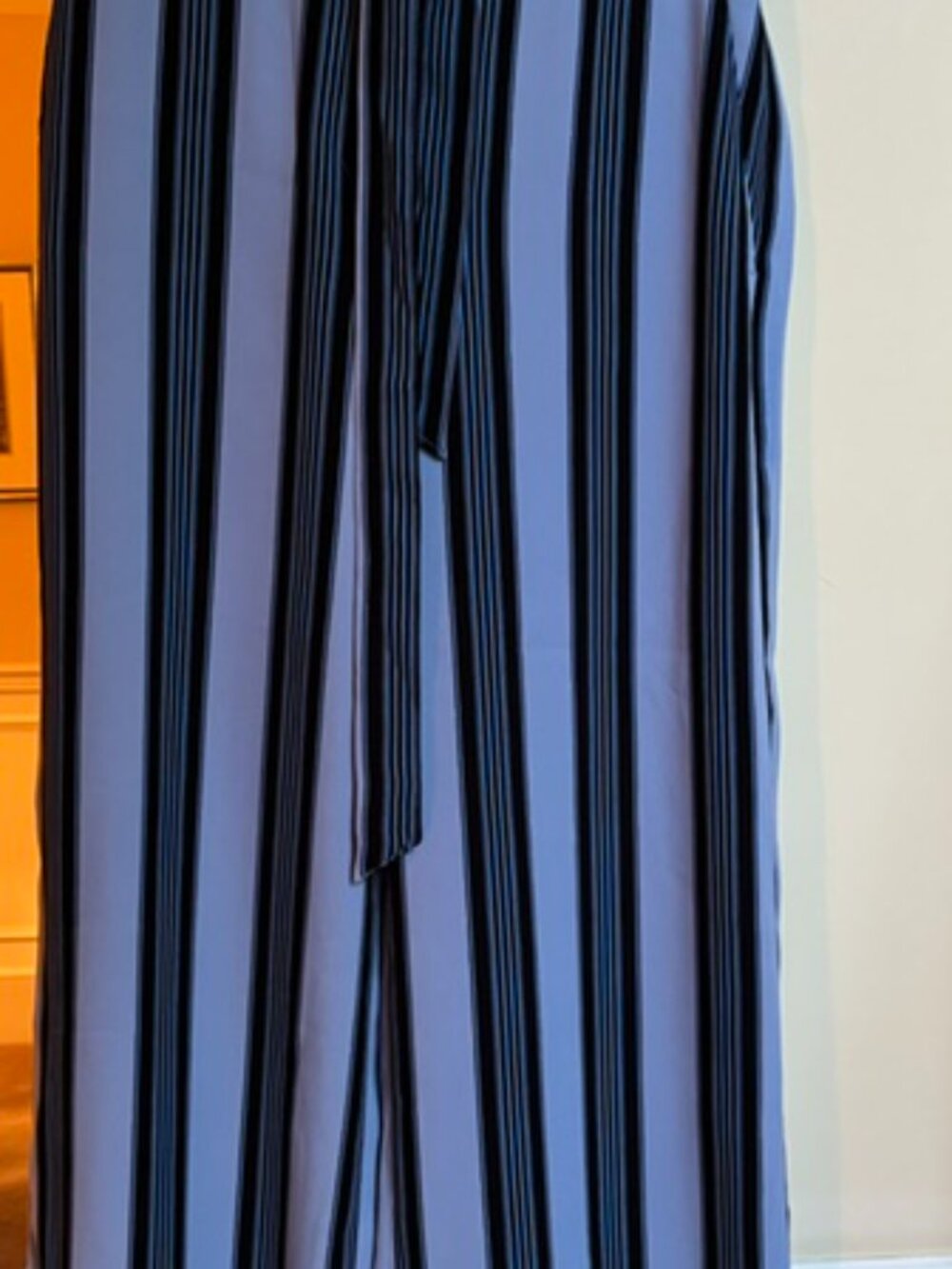 Ann Taylor Loft Blue and Black striped Wide Leg Pants with Belt Size 6 - Picture 9 of 10